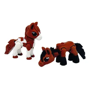 EnderToys Flexi Horse Animal Figurine 3D Printed Articulated Horse Statue Memorial Gift Idea Desk Pet Decor Pony Pinto Brown White crazy Artistic Lightweight Ornaments