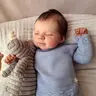 Lifelike Newborn Reborn Baby Doll - Rooted Hair, Closed Eyes, Soft Cloth Body, Vinyl Limbs, Sleeping Design, Handmade Details, Soft Weighted Cuddly Doll Suit, Realistic Play Set, Cute Gift for Kids Ages 3+
