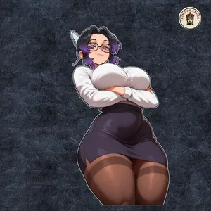 Butterfly Office Girl Sticker, Curvy Anime Waifu Decal for Laptop Journal, Manga Style Vinyl Sticker