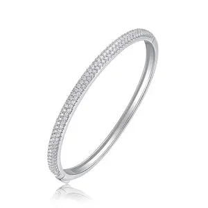 S925 Silver 2.25ct Real Moissanite Bangle Women White Gold