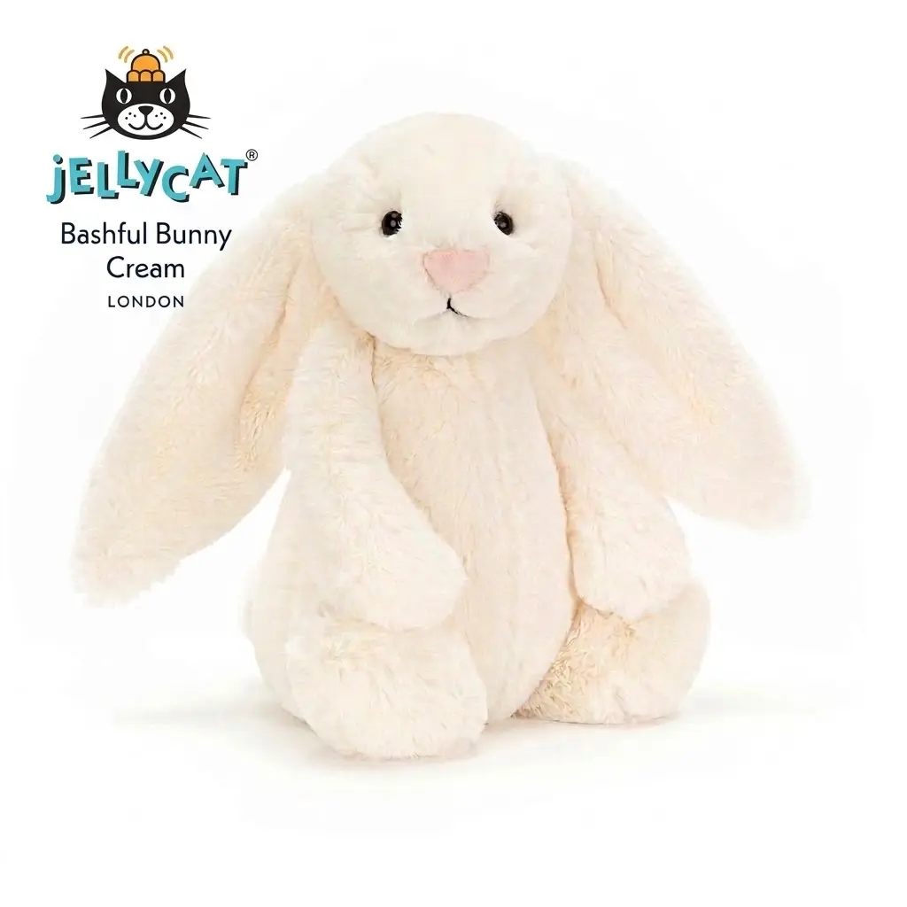Official Jellycat Bashful Cream Bunny Plush Toy | Cute Soft Stuffed Animal Long Eared Rabbit Plushie | Perfect Baby Shower Birthday Gift