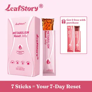 LeafStory Metabolism Reset Jelly (7 Sticks): Pomegranate Flavor, Support Metabolism & Energy, Support Digestion & Gut Health, Sugar-Free, Skin Elasticity, Hair & Nails, Gluten-Free, Non-GMO, Gelatin-Free-F