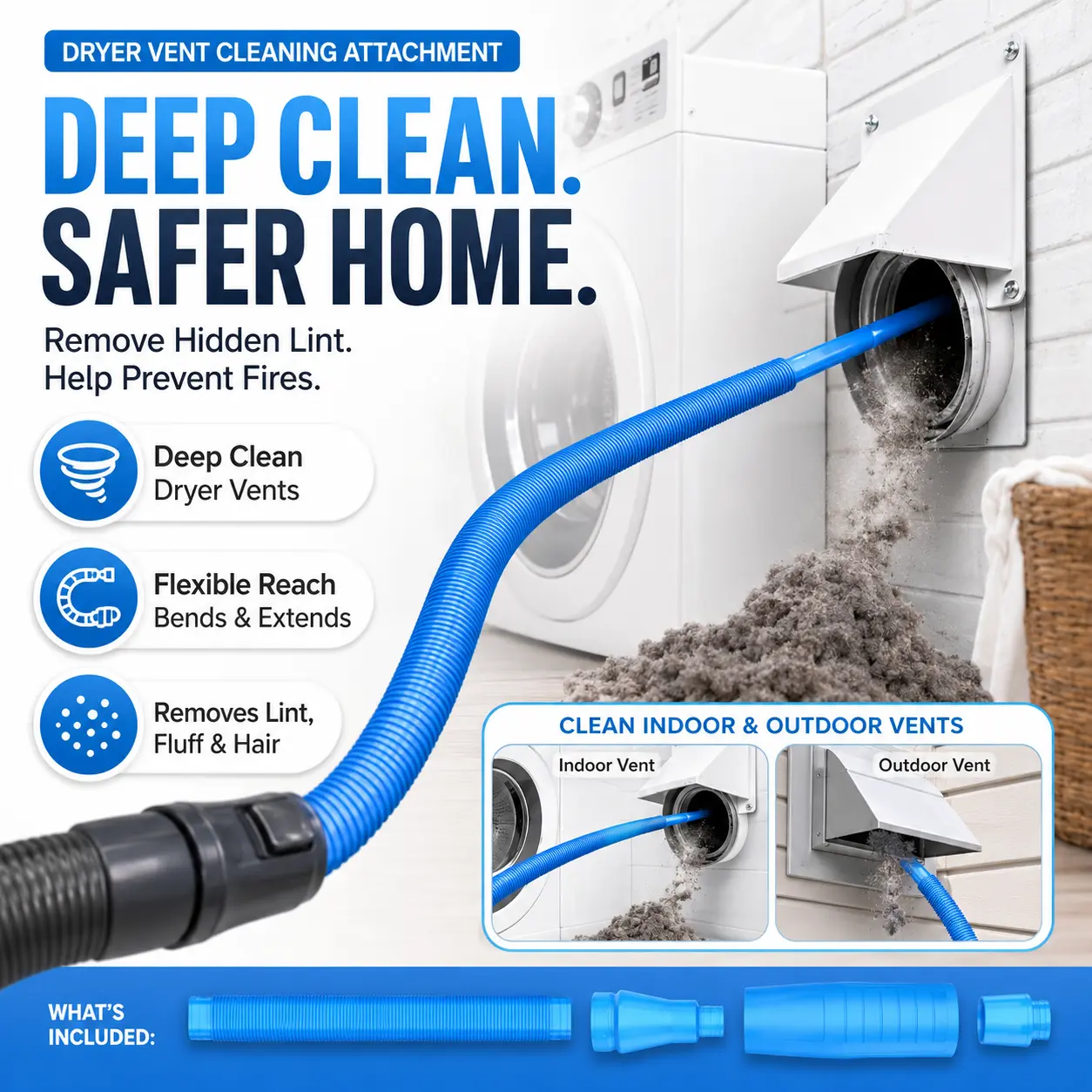 Thoughtful Practical Gift for Everyone! Universal Vacuum Cleaner Hose Attachment, Fast & Effortless Lint Remover Tool, Efficiently Picks Up Fluff and Debris, Compatible with Most Standard Vacuum Models