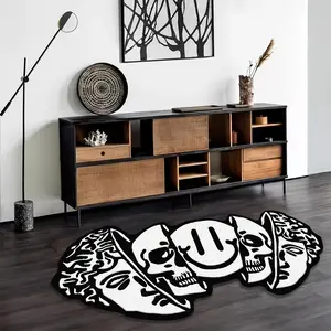 Abstract Skull Pattern Carpet, 1 Count Creative Non-slip Soft Floor Mat, Decorative Area Rug for Home Living Room Bedroom Study Room, Modern Abstract Rug, Home Decor Rugs