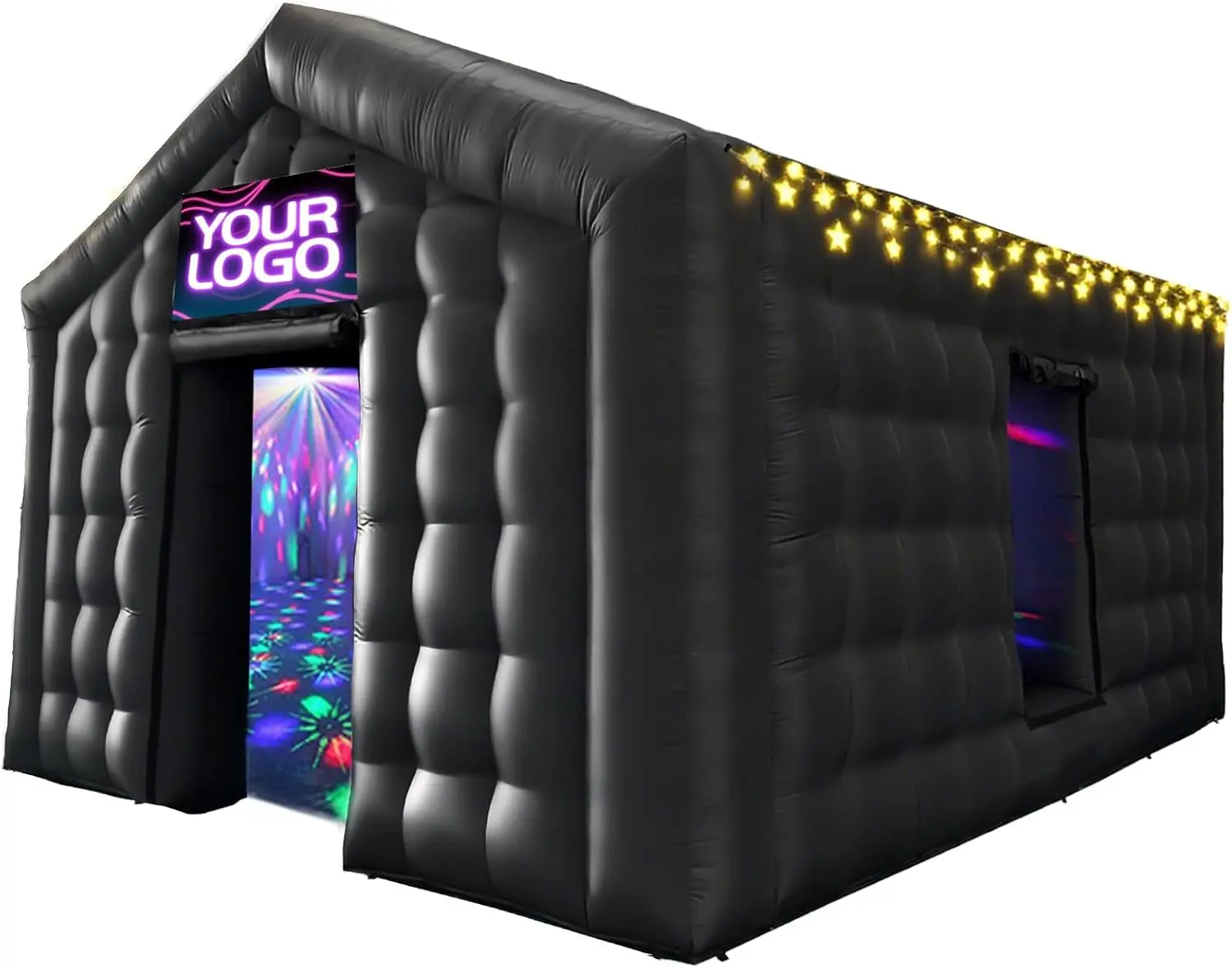 AKSPORT Inflatable Nightclub Disco Tent, 16.5x13.12x12ft Portable Cube Beach Tent for Adults, Quick Party Setup with Blower, Repair Kit & Mounts for LED Lights, Inflatable Tents