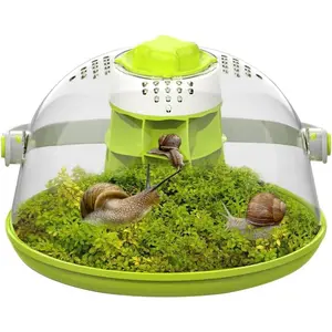 Snail Terrariums Breeding Box, Round Habitat Starter Terrarium Kit, Transparent Feeding Box, Ideal for Beetles, Spiders and Small Reptile snail  terrarium PVC with Sliding Doors