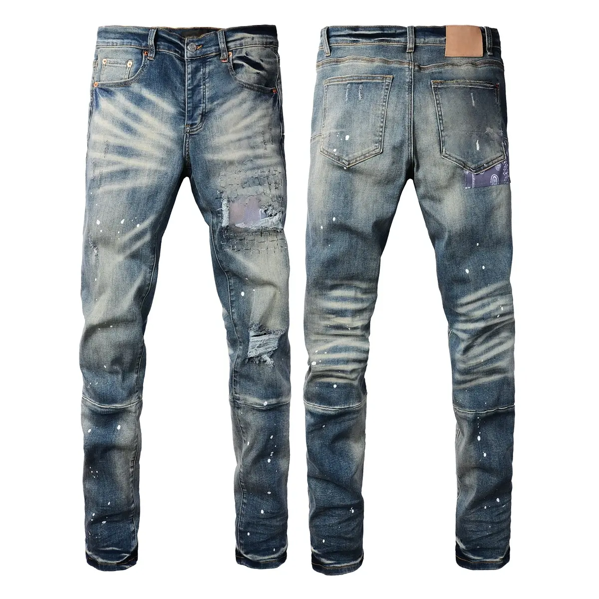 2026 new fashion men's jeans with ripped patch repair design, low-rise skinny jeans, sizes 28-40, branded jeans, street jeans, vintage jeans 9025