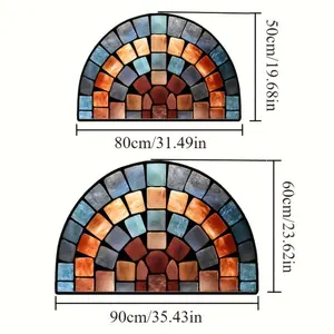 Non Slip Doormat Welcome Mat Vintage Semi Circular Doormat Colorful Checkered Pattern Front Door Mat Home Decor Rug Indoor Outdoor Bathroom Entrance