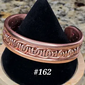 #162 Pure Copper 6 5/8" x 3/4" Hand-Woven Cuff Bracelet Handmade Artisan Jewelry Unisex Gift Ready Open Cuff Design Everyday Wear