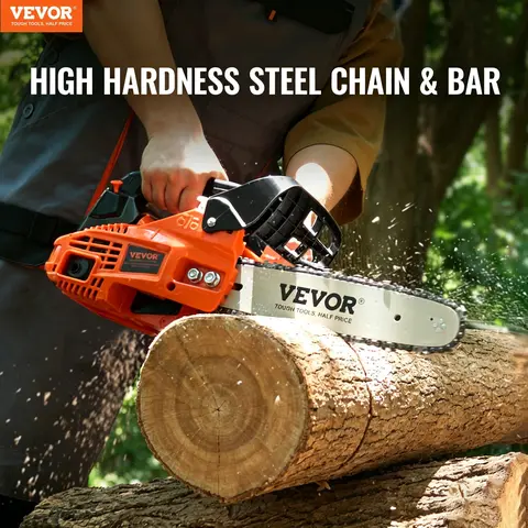 VEVOR Portable Handheld Gas Chainsaw Power Tool, 58CC 3.22HP 20" Tools, High-Strength Steel Chain, 12000 RPM, 0.58qt/550ml Durable Fuel Tank, Built-In Shock Absorber, Reduces Sawdust Splatter, Versatile Cutting Diameter, for Garden Tree Trimming, Logging