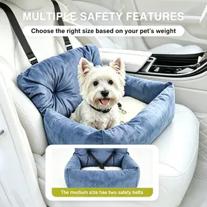 Mochi Small Dog Dual Car Seat,Soft Bed with Breathable Summer Design,Portable & Detachable Travel Booster for Small Dogs & Cats, Outdoor&Indoor, Safety Buckle, Fits Front & Back Seats outdoorfun Calming Dog Bed summervibes petlovers Luxurious Cozy Car Bed