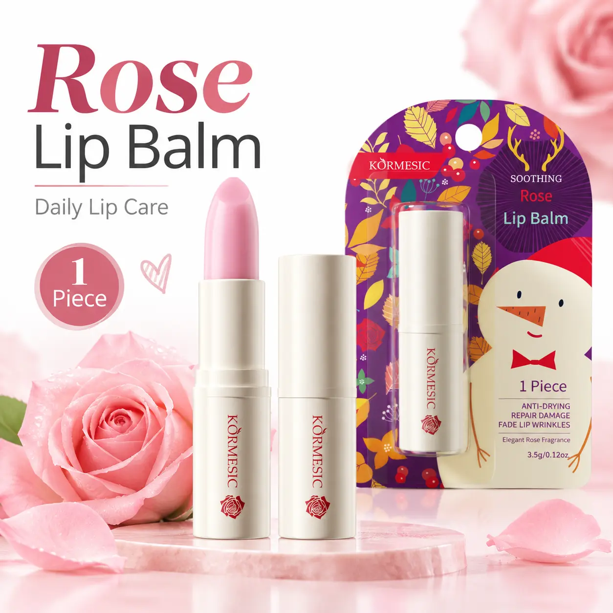 Rose-Flavored Vaseline Lip Care – Lip Balm || Moisturizing Cream – Fast-acting nourishment, ideal for cracked, dry, or damaged lips – keeps lips hydrated