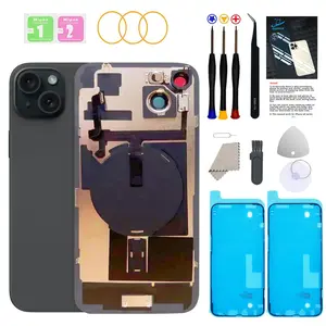 GUPFIX Back Glass Replacement for iPhone 15Plus with Repir Tools, Big Hole Rear Back Cover Glass Replacement All Carriers with Pre-Installed Adhesive and Repairing Tool Kits (Yellow)