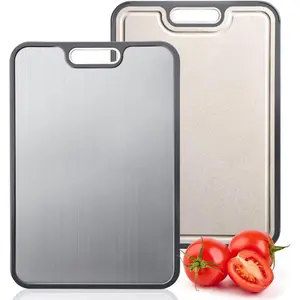 New Deal - Titanium Cutting Board, Double Sided Cutting Boards for kitchen, Pure Titanium and Wheat Straw PP, Food-Grade, non Toxic - Easy to Clean