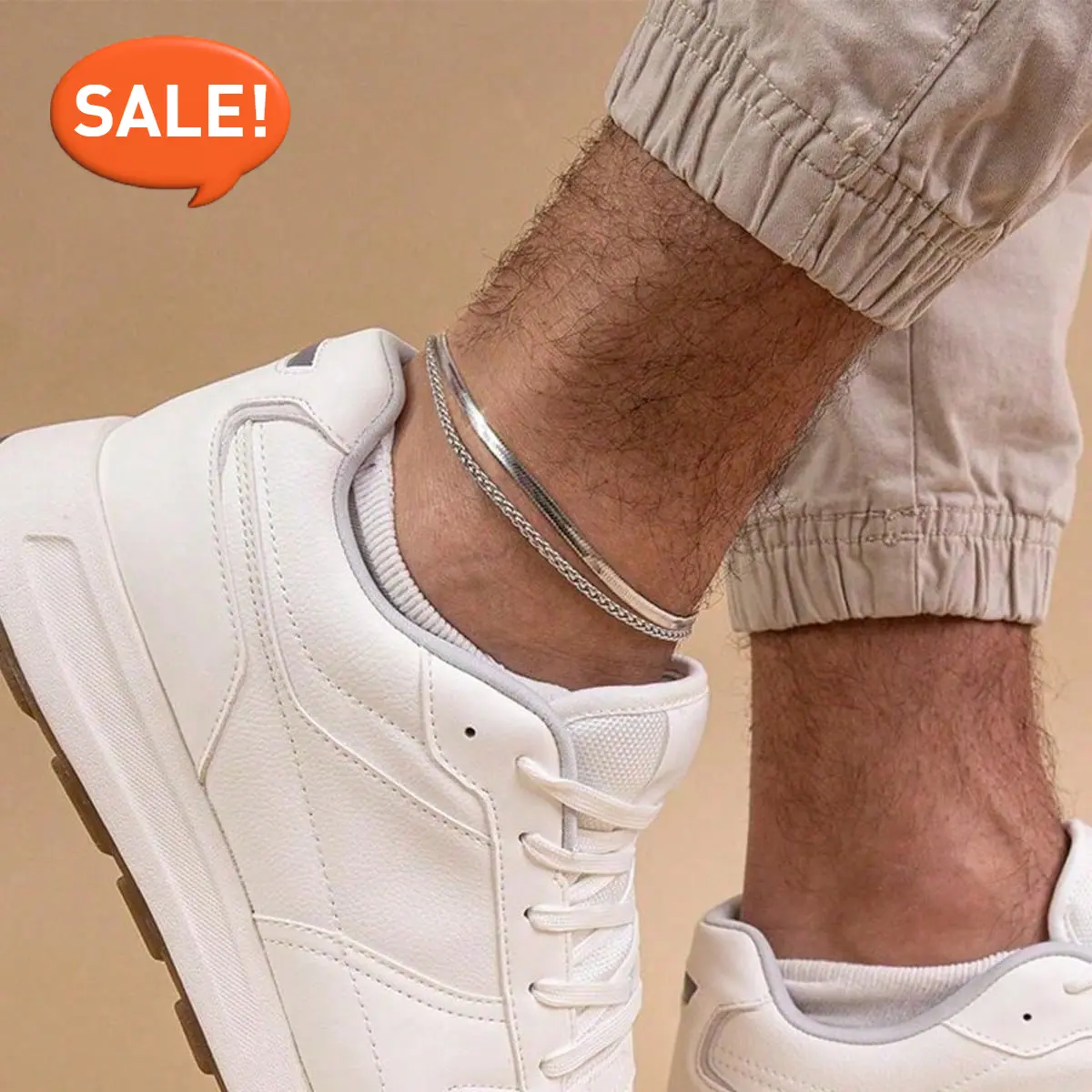 Stainless Steel Double-layer Ankle Chain with Snake & Dragon Bone Chain Design Comfortable Anti Allergic Easy Summer Foot Styling
