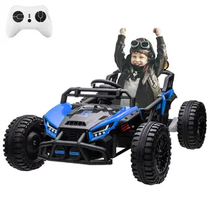 24V Electric UTV,Ride On Toys for Big Kids,2x130W Powerful Electric Car with Remote Control,4 Shock Absorbers,LED Lights,Music for Boys and Girls,Blue