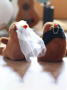 Creative Plush Capybara Keychain Dolls, Cute Couple Backpack Hanging Ornament, Small Gift Charm, 2 Pieces Set