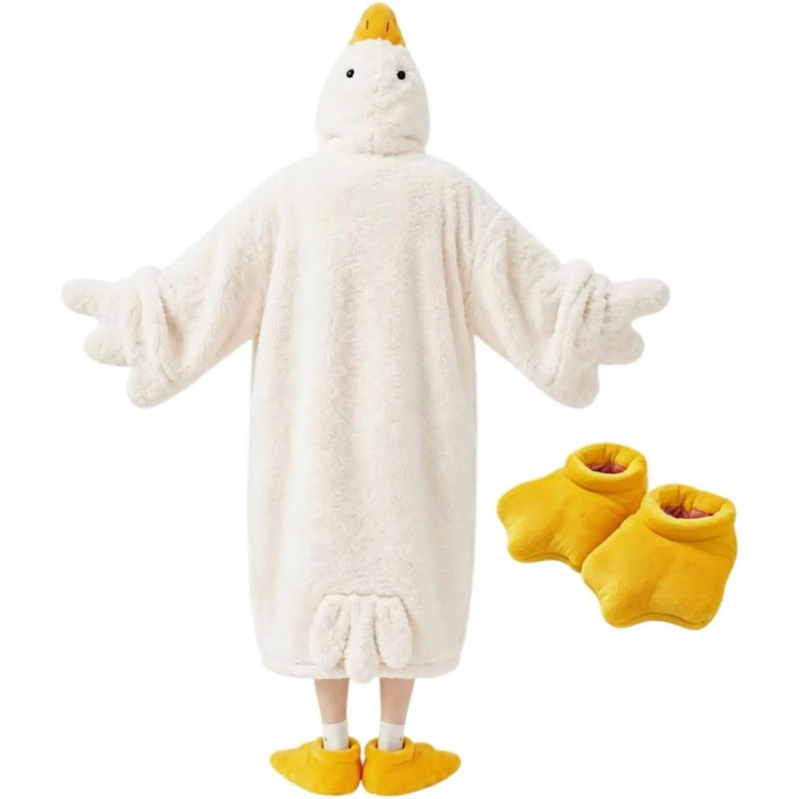 Oversized Wearable Goose Blanket Hoodie Duck Onesie Onesie Cozy Duck Blanket with Matching Slippers, Funny Animal Costume Pajamas for Adults & Kids, Halloween Christmas Gift