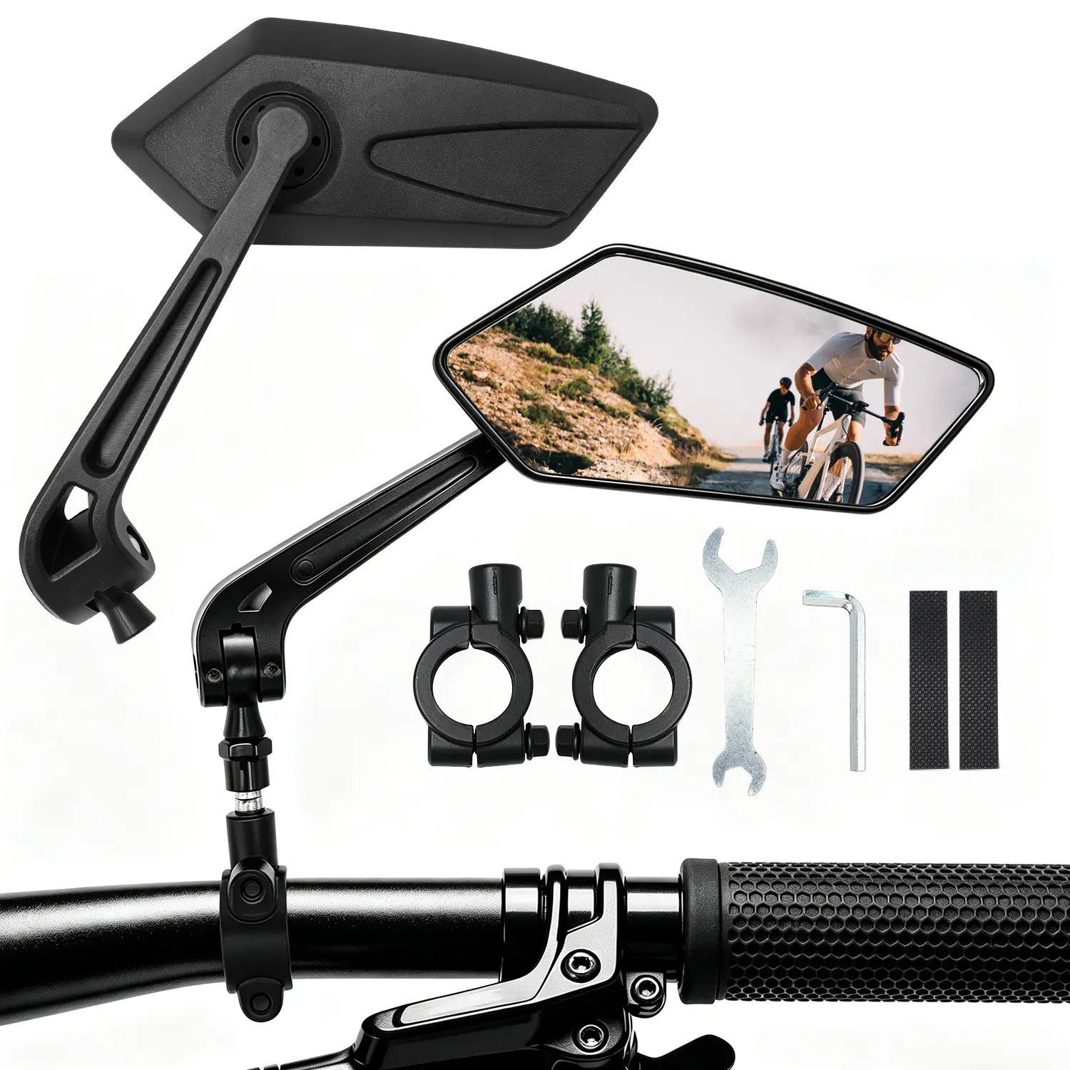 2-Pack Adjustable 360° Handlebar Bike Mirrors – Scratch-Resistant Rear View Mirrors for Bicycles, E-Bikes & Scooters