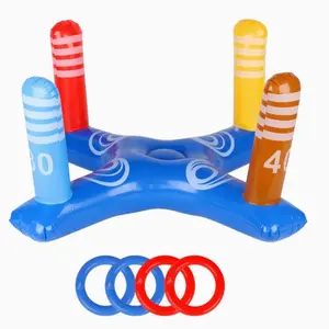 Inflatable Pool Ring Toss Game, Indoor Holiday Fun Or Outdoor Swimming Pool Game for Adults & Family, Water Pool Toss Game with 4 Rings