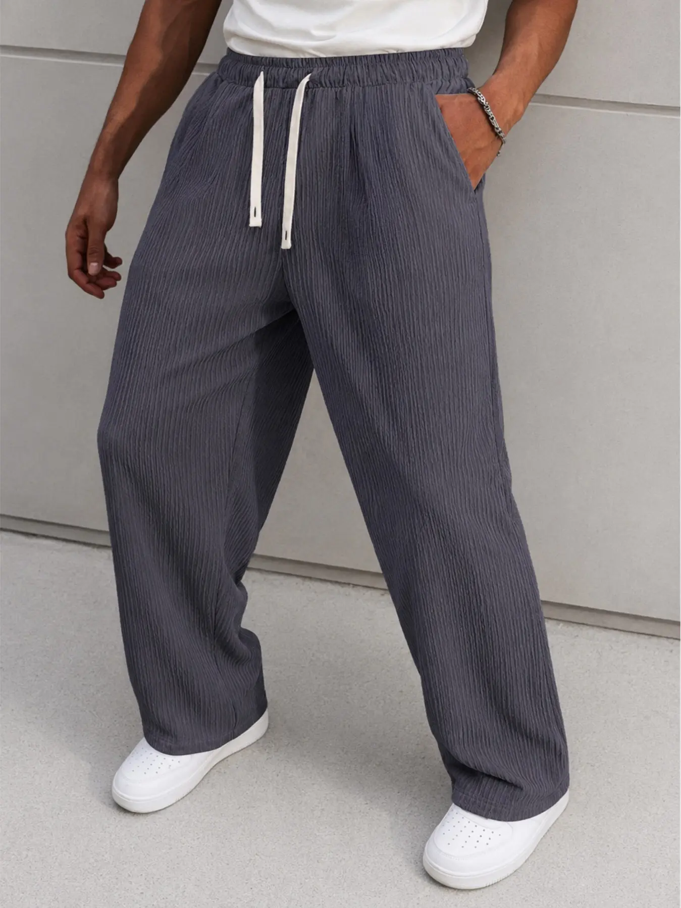 Men’s Textured Pants Make Back-to-School Outfits Easy, with a Relaxed Straight Fit, Adjustable Drawstring Waist and Side Pockets