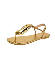 Women Gold Flip Flops Sandals Footwear – Metallic Toe Ring Thong Sandals Open Toe Beach Ready Beach Vacation Summer Fashion Casual Flat Sandals