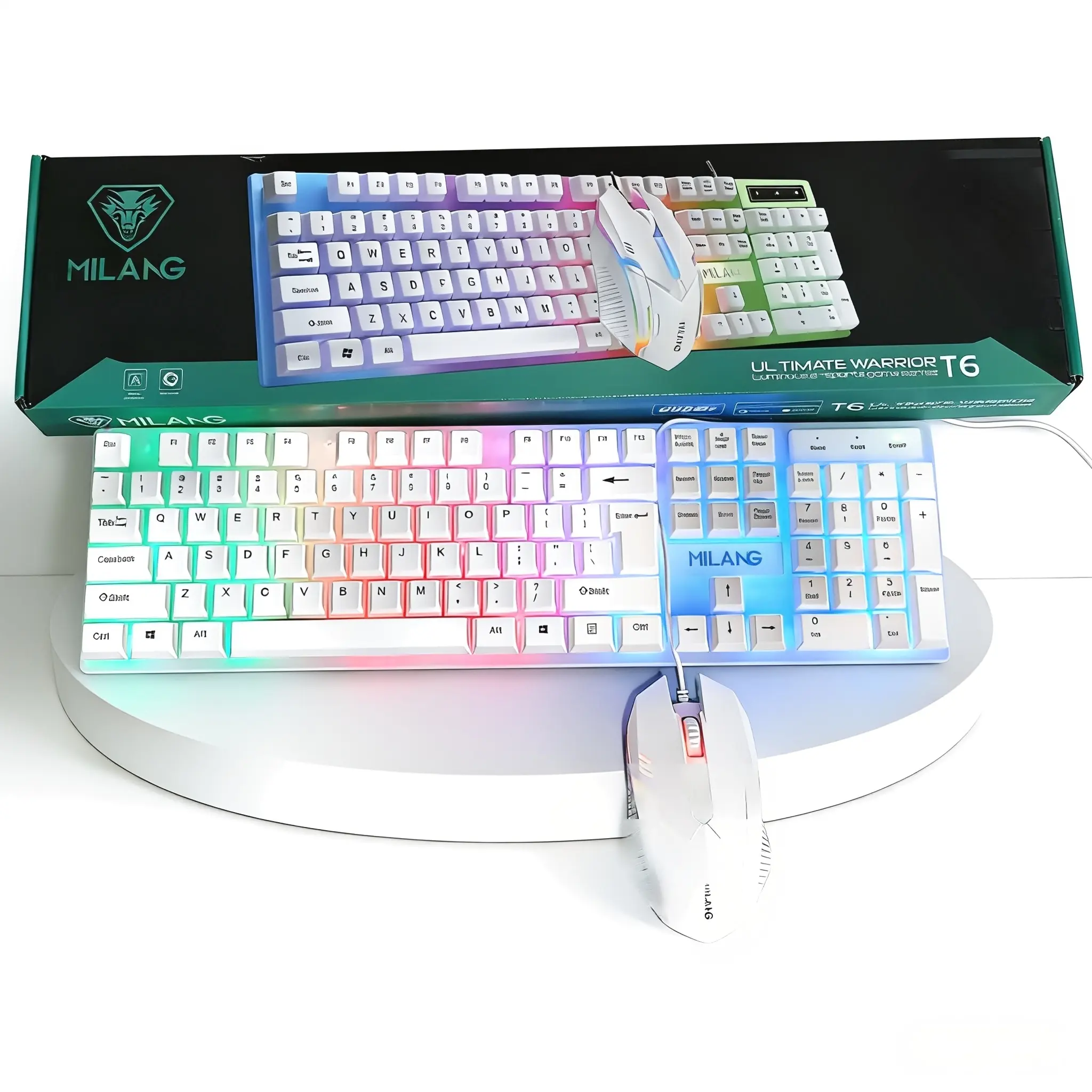 Portable wired keyboard and mouse set, RGB backlit 104-key keyboard, high-precision mouse, USB plug-and-play, suitable for PC laptops and desktops ergonomic gaming mouse.