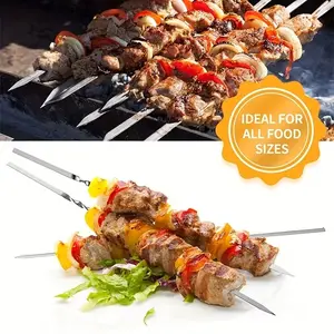 40/50-Piece Set Stainless Steel Barbecue Needles, Reusable Barbecue Sticks, Flat Forks, Kitchen & Outdoor BBQ Utensils