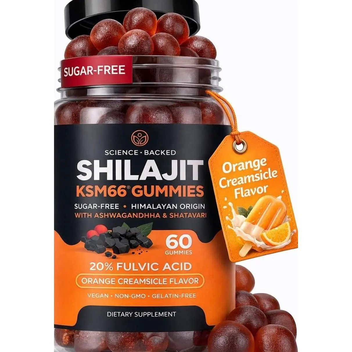Purify Life Sugar-Free Himalayan Shilajit Gummies for Men and Women [4000mg - 10:1 Extract] Energy, Focus & Testosterone Booster with KSM 66 Ashwagandha and Shatavari - Non-GMO, Made in USA