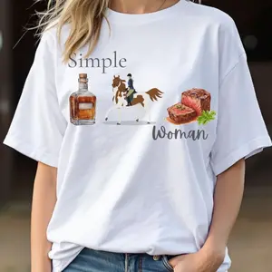 Simple Horse Lover Shirt For Women Who Love Equestrian Sports Whiskey And Beef Riding Graphic Tee Funny Western Cowgirl