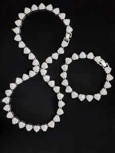2 Pieces/Set Love Heart Shaped Alloy Necklace & Bracelet Set Jewelry, Men Women Hip Hop Street Style Jewelry, Perfect Gift for Valentine's Day, All Seasons Wear, Fashion Jewelry Set, Elegant Jewelry Set