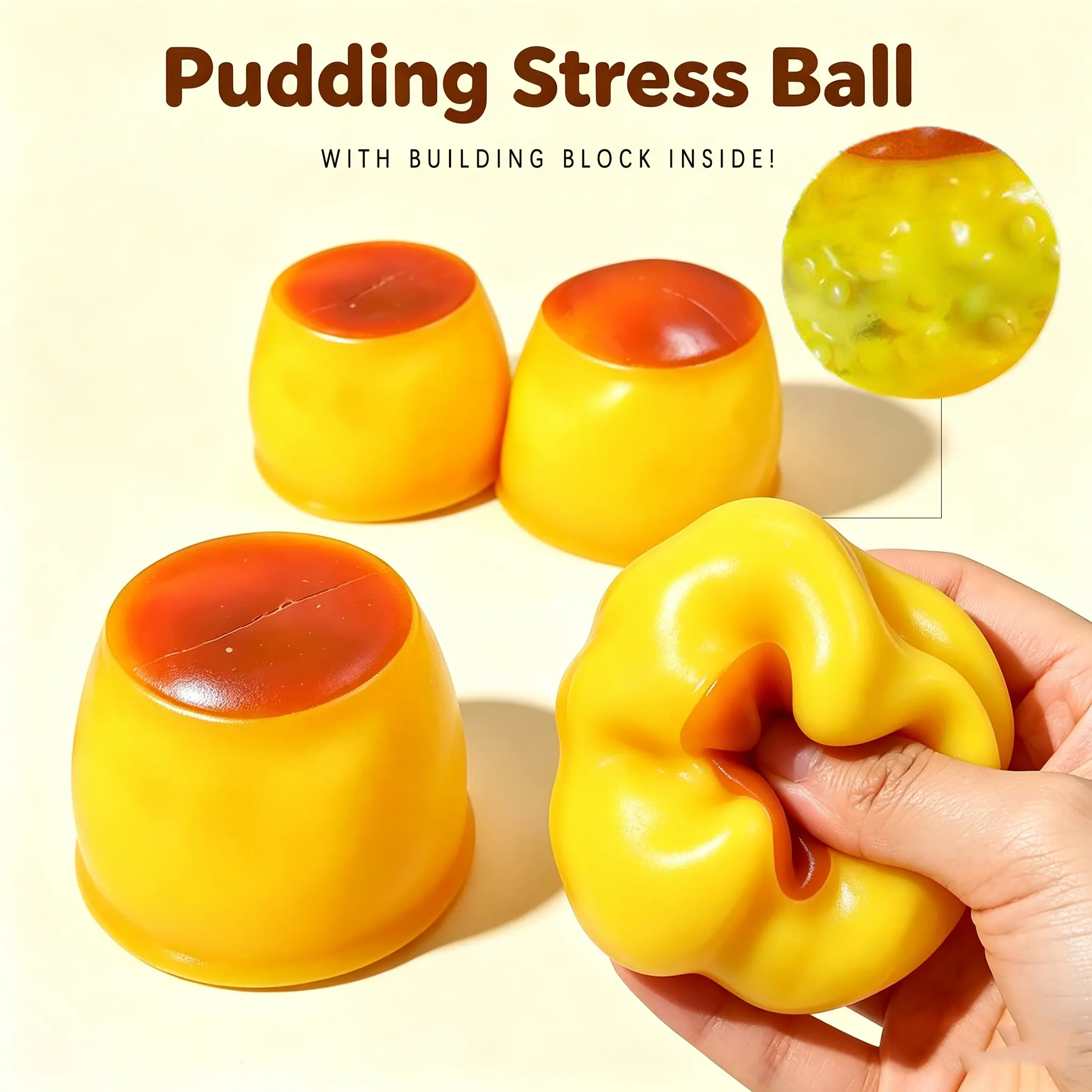 Moldable Pudding Squishy Fidget Toy - Block & Clay Fill, Squeak Sound, Portable Stress Relief Single Toy, Ideal Halloween Kids' Gift Exchange Item