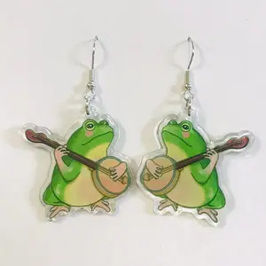 Banjo frog earrings