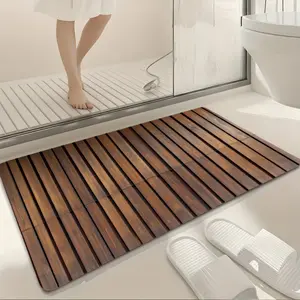 Super Absorbent Diatomite Wood Grain Bath Mat, Eco-Friendly Polyester, Quick-Dry, Anti-Slip Diatomite Rug, Bathroom Floor Mat for Decoration, Home Supplies,summervibes