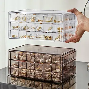 120-Grid Transparent Jewelry Storage Box, Multi-Layer Large-Capacity Jewelry Organizer for Rings, Earrings, Necklaces and Bracelets, Jewelry Storage Unit Acrylic