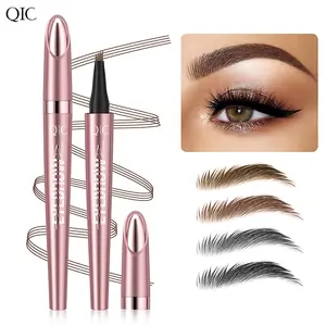 4-Prong Liquid Eyebrow Pen, 24-Hour Waterproof & Long-Lasting, Natural 3D Brow Effect, Dual-Ended Multi-Function Design, Ideal for Daily Refined Makeup