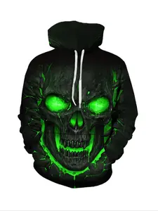 Men's Neon & Flame Print Hoodie, Breathable Knit Fabric, Casual Long Sleeve Pullover for Gym, Running, Hiking, Spring/autumn