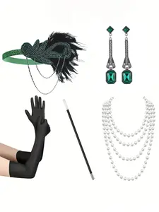Vintage Style Women Party Dress Set, Elegant Retro Design, Vibe, Perfect for Parties & Festivals, 20th Century Fashion Accessories