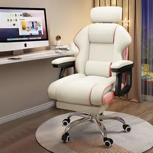 【Spring Glow Up】 Executive Computer Chair Home Office Desk Chair,Adjustable Angle, Ergonomic Adjustable Height PU Leather Chairs with Cushions Armrest for Long Time Seating-High Office Chair with Footrest