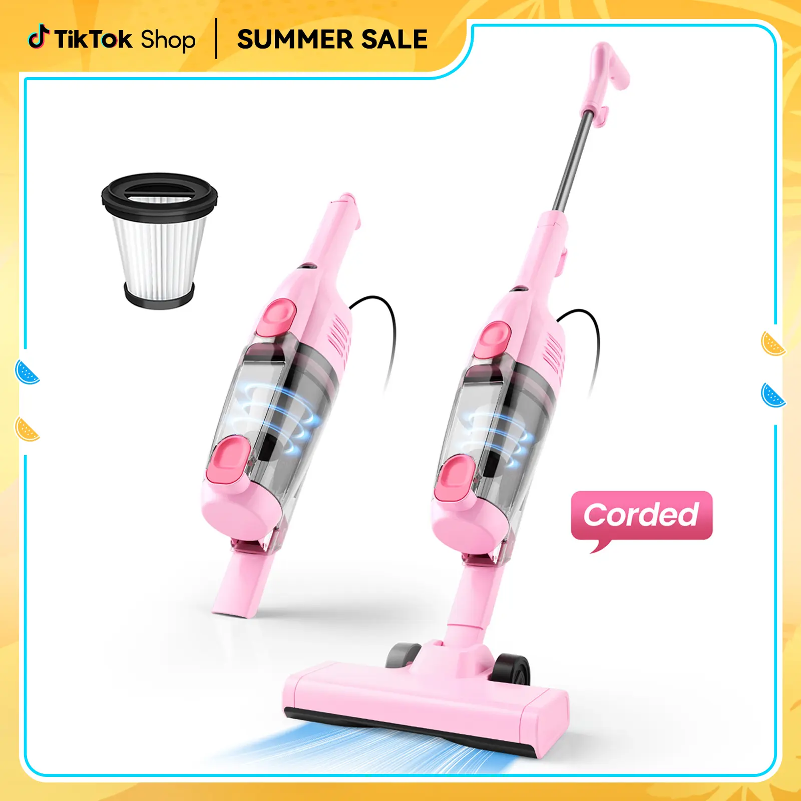 [Promoción] INSE R6X Aspiradora Escoba con Cable 600W 15KPa, Ultraligera sin Bolsa, 3 en 1 de Mano para Hogar, Alfombra, Suelo Duro, Pelo de Mascotas y Coche pet lovers Upright Vacuums Summer Sale
