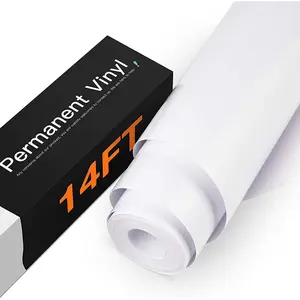 HTVRONT White Permanent Vinyl, 12" x 14 FT Glossy White Adhesive White Vinyl Roll Compatible with Cricut Cutting Machine, Silhouette, Cameo Cutters, Signs, Scrapbooking, Craft, Die Cutters