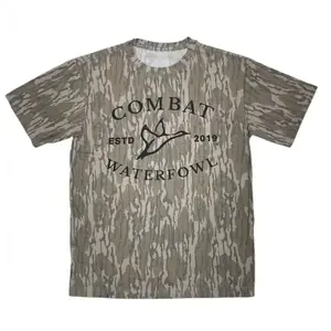 Black Combat Waterflow Letter Printing Original Bottomland Pattern Camo Tee 3D, Mossy Oak Washed Out Camo Tee, Gift for Him
