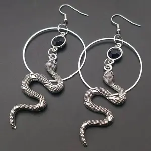 Gothic Snake and Circle Earring