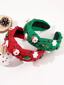 1pc ladies' Christmas Bling Hair Headband, cute Santa Claus pattern, exquisite rhinestone matching, suitable for Christmas parties, cute Christmas gifts, New Year gifts, daily casual hair accessories