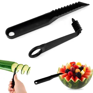 Piranha Spiral Cutter & V-Knife Duo, Spiral Potato Slicer Knife Vegetable Veggies Slicer Spiralizer Manual Screw Peelers Kitchen Gadgets for Fruit Cucumber Potato Carrot