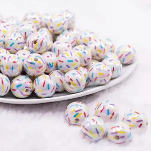 16mm Sprinkle AB Bubblegum Beads