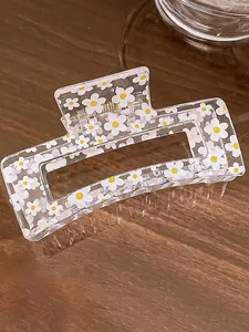 Floral Pattern Hair Claw, Cute Hollow Out Design Clear Hair Claw, Fashionable Hair Accessories for Women & Girls, Hollow Out Structure, Flower Hair Clip