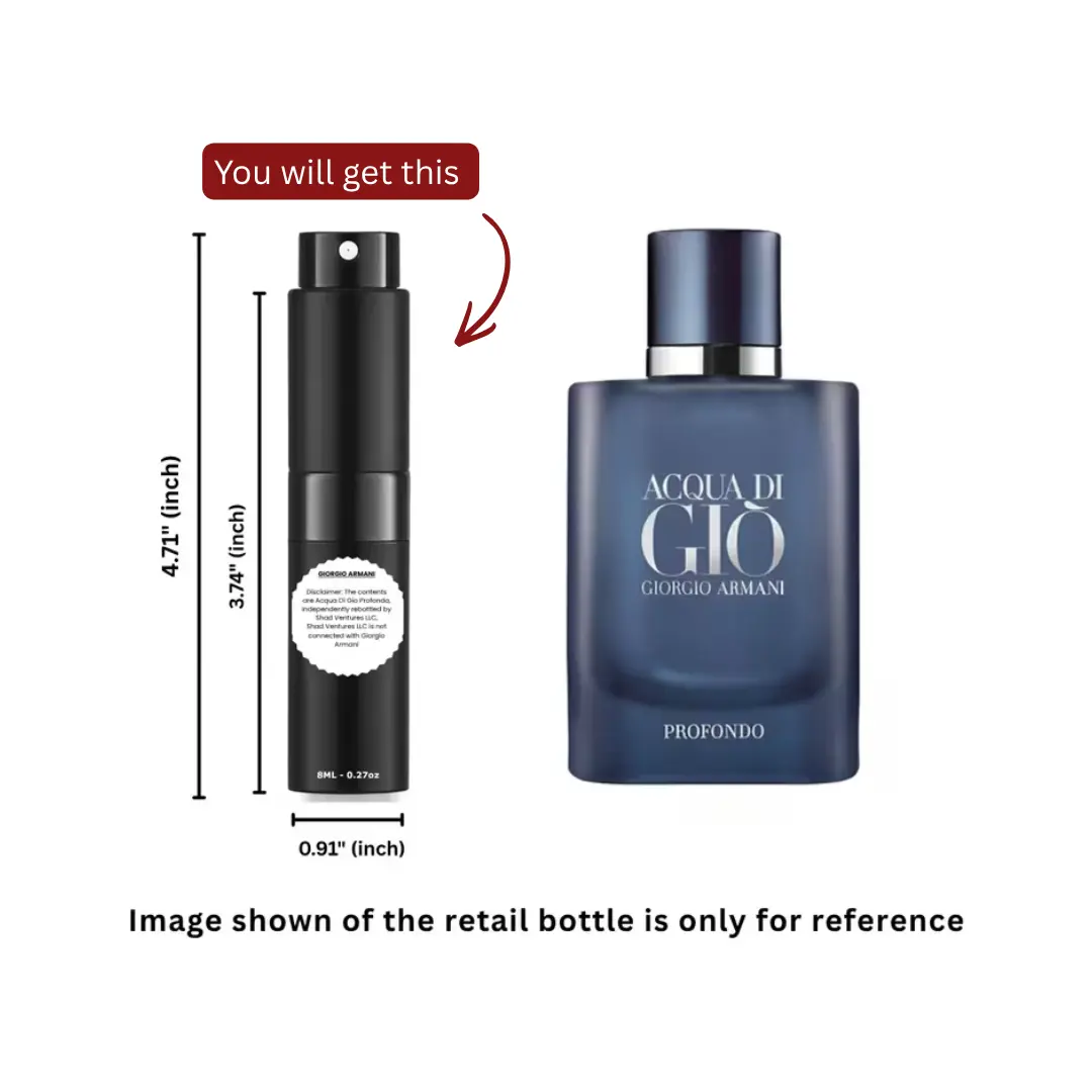 Giorgio Armani Acqua di Gio Profondo Eau de Parfum 8ml / 0.27oz – 100% Original Authentic Decanted Perfume Spray