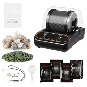 Rock Tumbler 2 Lb Polishing Machine Kit With 4-Speed Control, 1–9 Day Timer, PC Sound Reduction Cover, TPU Drum, Direct Drive Motor, Quiet Operation, Rock Polisher System For Home Hobbyists And Educational Use