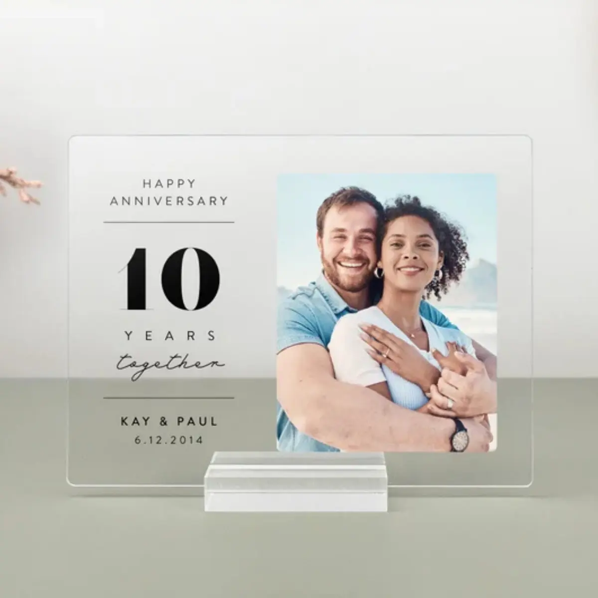 Personalized Acrylic Anniversary Photo Plaque: Couple Keepsake